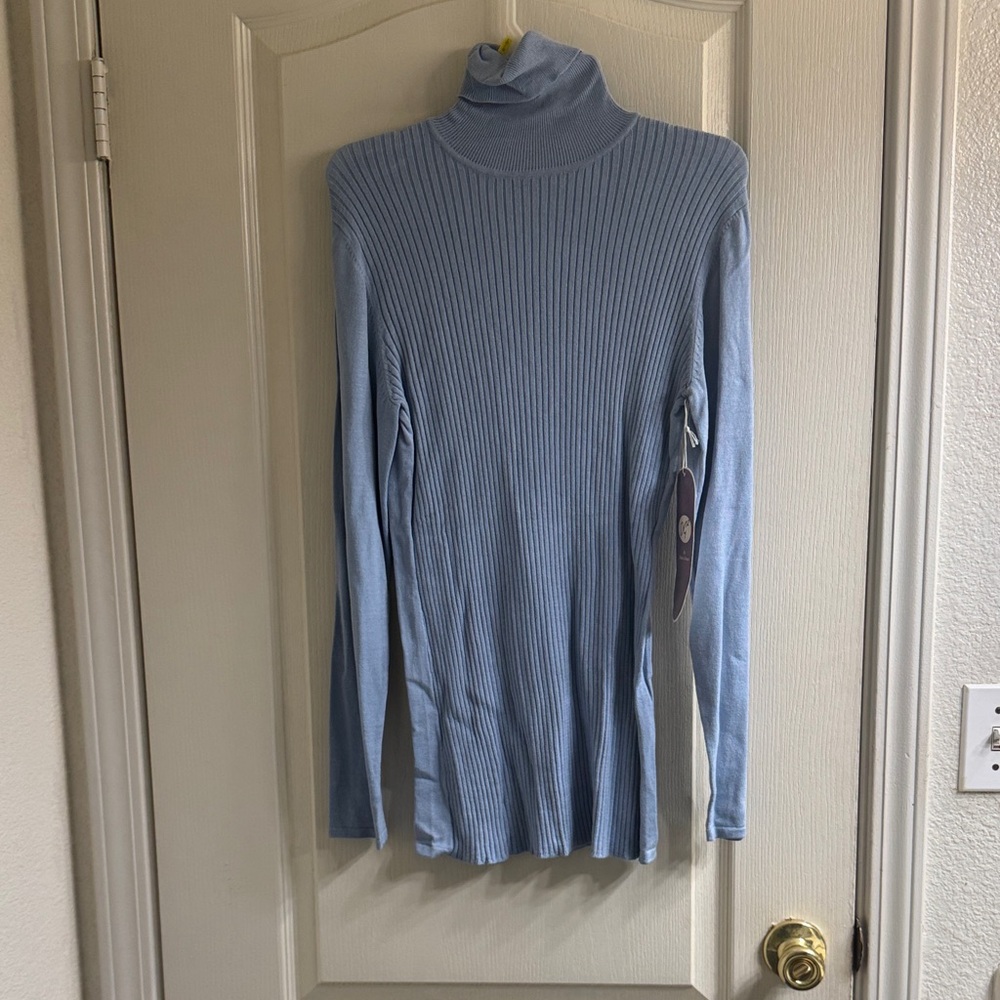 DG2 by Diane Gilman Light Blue Turtleneck Sweater
